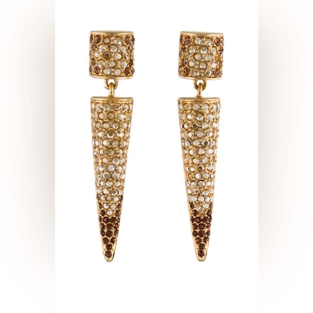 Judith Leiber Crystal Pave Icicle Earrings- Excelent condition with box.